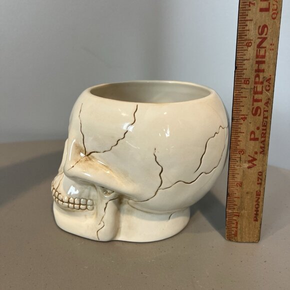 Skull Bowl with Skeleton Arm Spoon Decorative Halloween Dia de los Muertos Decor - Picture 14 of 16